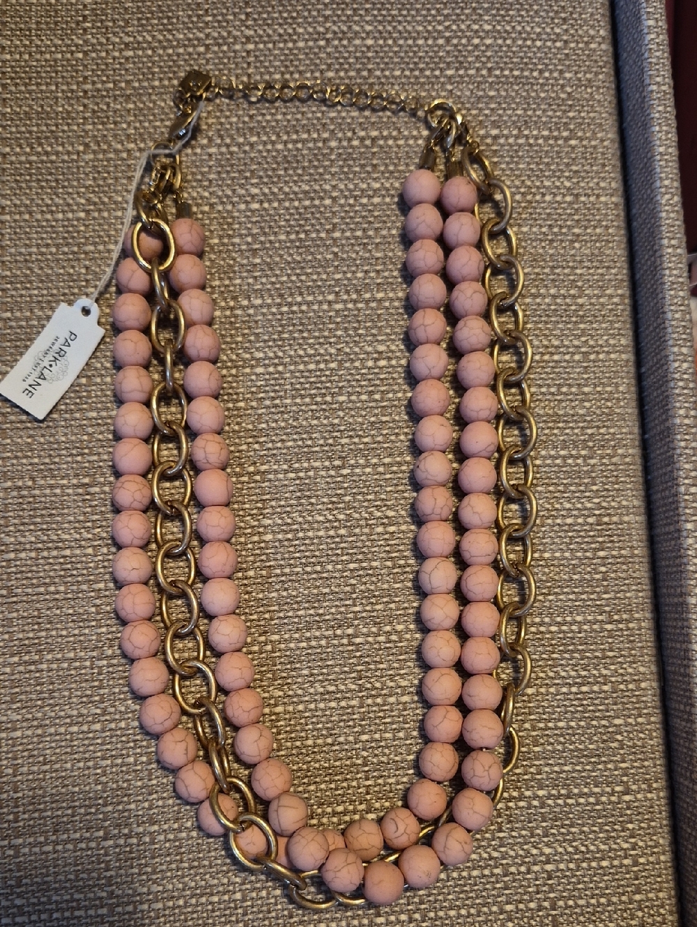 Park Lane Pink Beaded Triple-Strand Necklace with Gold Chain